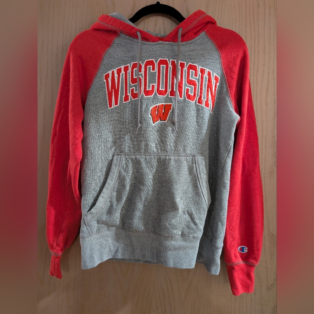 Champion Wisconsin Red and Gray Hoodie